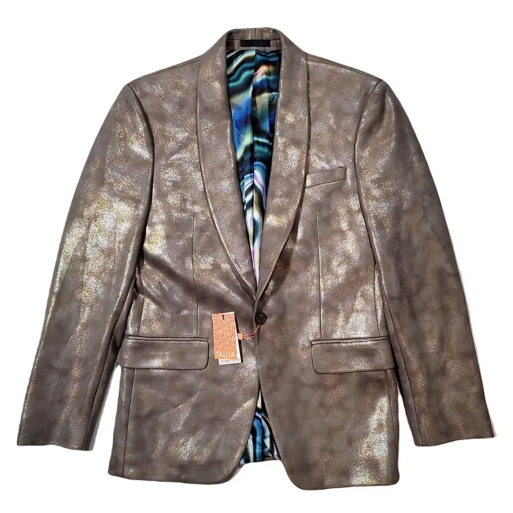 Tallia Slim-Fit Gold Metallic Blazer Mens 38R 38 Vibrante $295‎